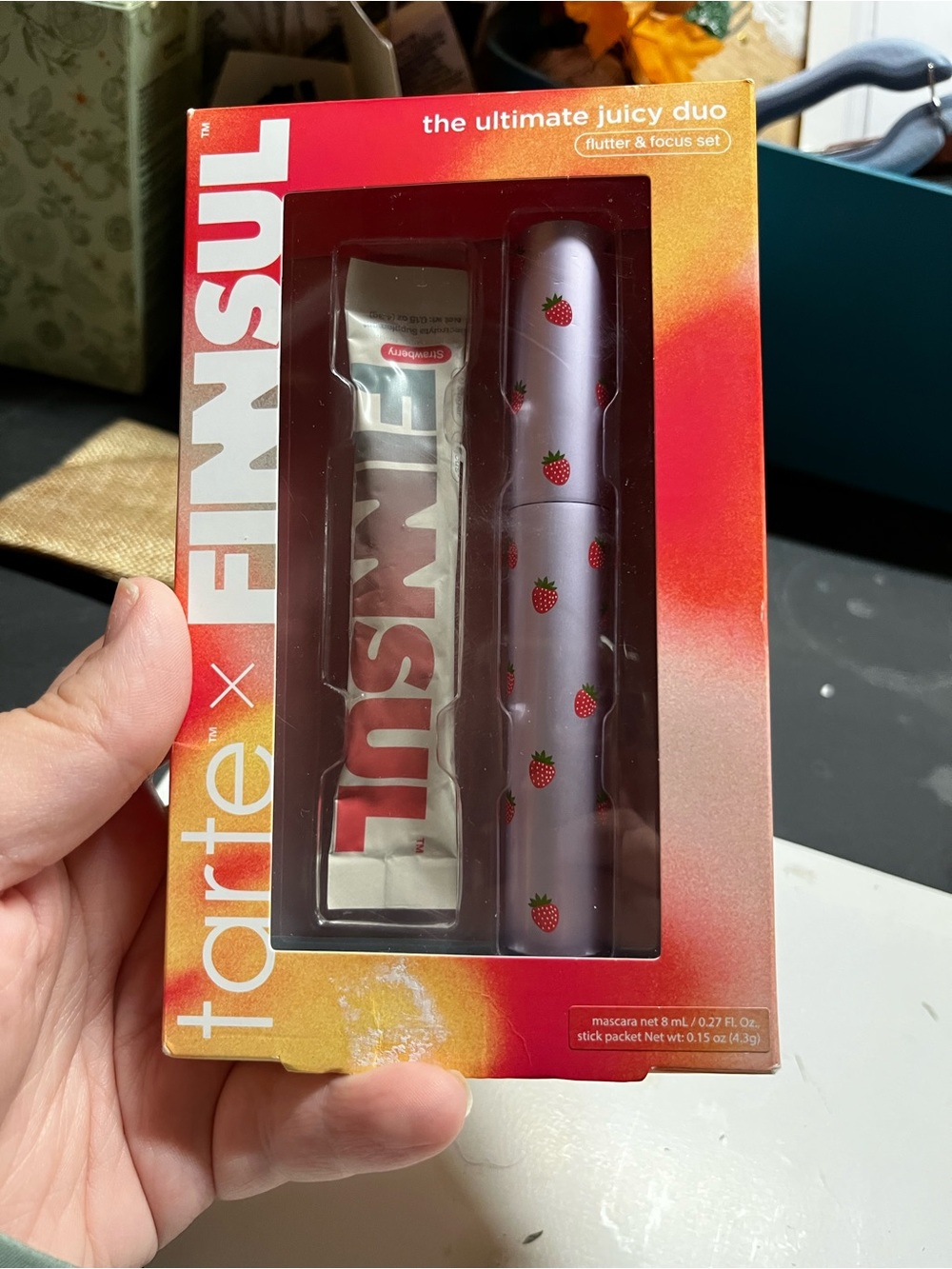 tarte berries-themed mascara and lip duo — pink and red packaging